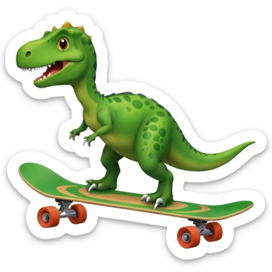 Dinosaur on a skateboard but the skateboard is a circle around the dinosaur sticker