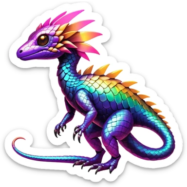 Tropical futuristic lush warm-colored modern neon-colored cyber-Fakémon-Trico-creature sticker