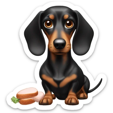 sausage dog eating chicken  sticker