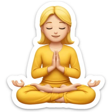 yellow emoji meditating, hands resting on knees, eyes closed, serene smile sticker