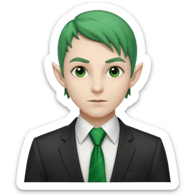 dark elf with tie, business, green tie sticker