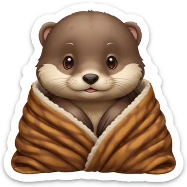 Cozy otter in blanket sticker