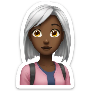 black girl watching anime sticker