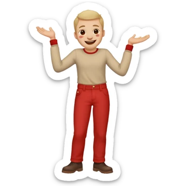 Someone laughing so hard face is red and they have a brown spot on pants sticker