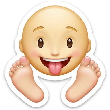 Smiling tongue out winky face feet sticking out sticker