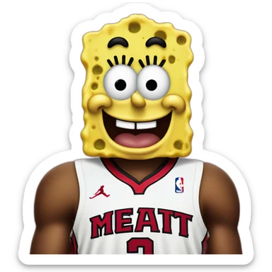 spongebob wearing red miami heat jersey sticker