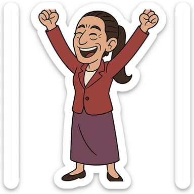 Claudia Sheinbaum full body joyful cartoon style sticker