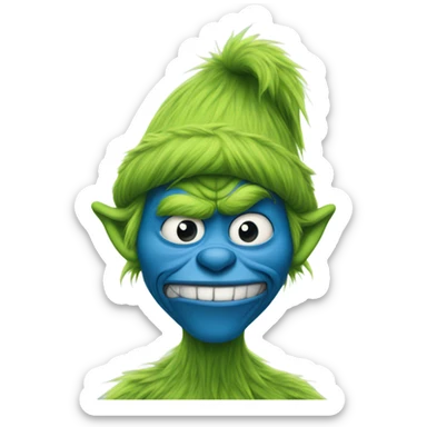 Blue grinch with knee injury  sticker