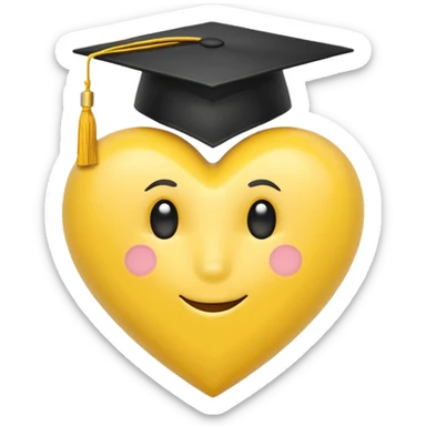 yellow heart with a graduation cap sticker