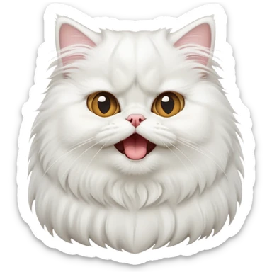 cinematic-adorable-big-eyed-fluffy-solid white-persian-cat-portrait-emoji,-head-tilted-playfully-with-a-cute,-exaggerated-yawn,-fluffy-solid white,-simplified-yet-irresistibly-cute-features sticker