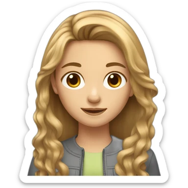 girl 10 years with  very long light brown hair and grey eyes sticker