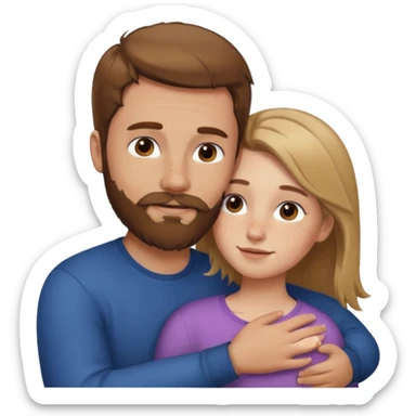 man with bead and brown hair hugging girl with brownish blonde hair with freckles  sticker