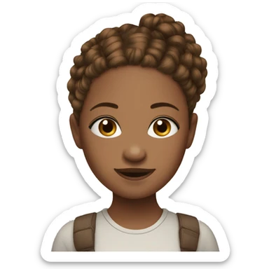 A girl with brown curly pigtails￼ sticker