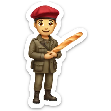 Frenchman in beret with baguette sticker