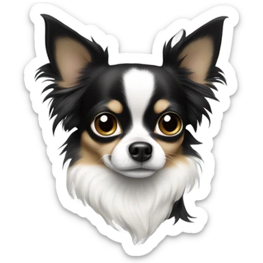 fully only black and white long haired chihuahua sticker