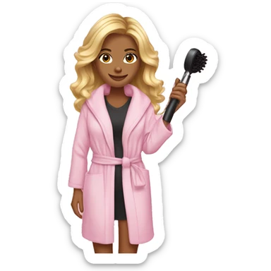 Girl with curling iron curling her hair in a Victoria secret robe blonde hair tan sticker