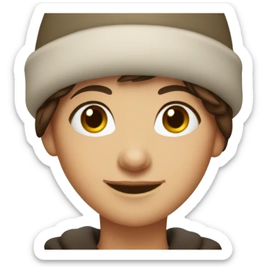 smiling girl with short brown hair in a winter hat sticker