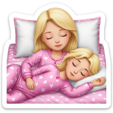 blonde girl in pink Pajamas is sleeping in the bad  sticker
