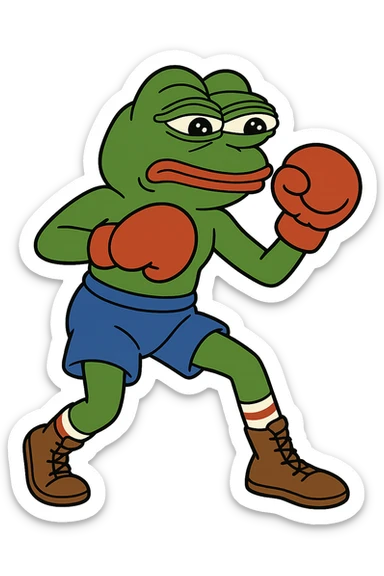 create a pepe boxing, white background sticker