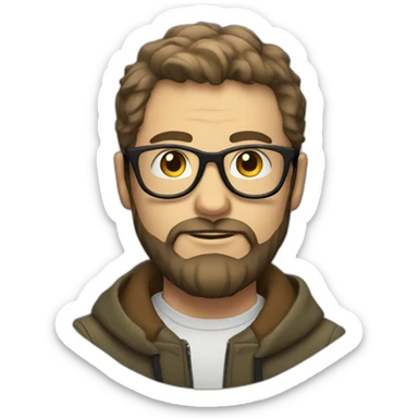 Dan with hipster beard and glasses sticker