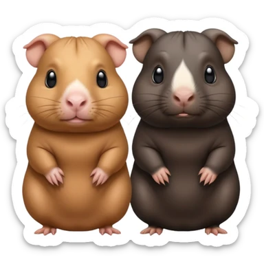 Two hairless guinea pigs, one black and one tan sticker