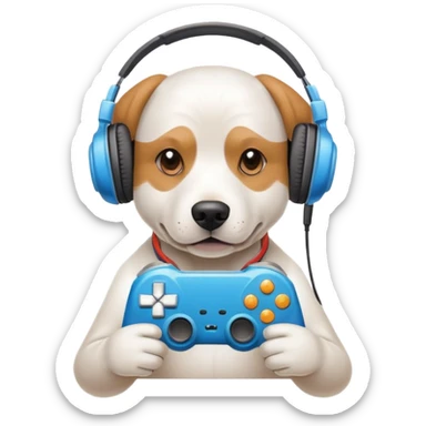 Alpha dog playing video game sticker