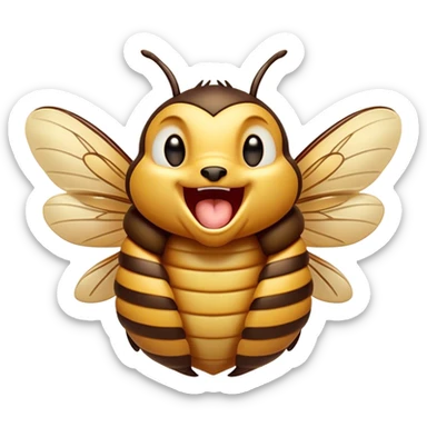 Cinematic Cute Yawning Hornet Portrait Emoji, Head tilted slightly with a dramatic, wide-open yawn, showcasing a small, striped body with softly drooping wings and sleepy, half-closed eyes, Simplified yet irresistibly adorable features, highly detailed, glowing with a soft, cozy glow, high shine, relaxed yet expressive, stylized with a dash of whimsical insect charm, soft glowing outline, capturing the essence of a drowsy yet affectionate hornet that appears ready to stretch out for a nap! sticker