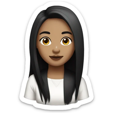 Pretty light skin girl black straight hair (medium length) sticker