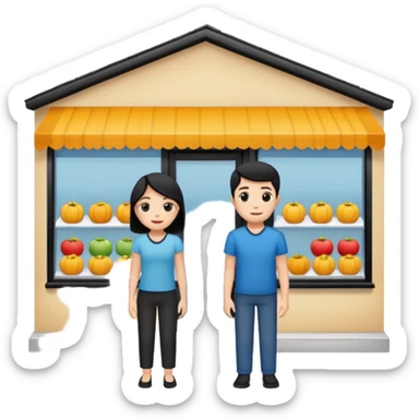 Only two grown characters + shop building sticker