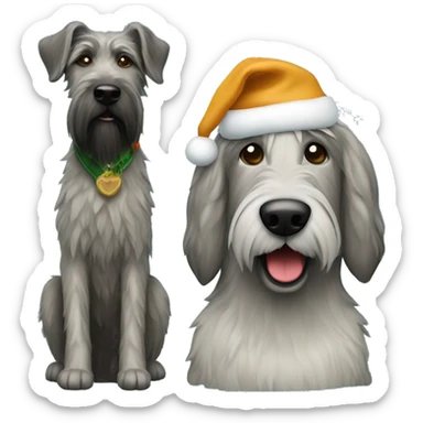 A Christmas tree and irish wolfhound dog sticker