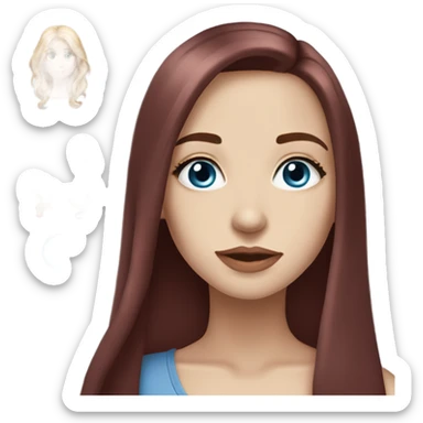 Beautiful girl, dark red hair, straight hair，long hair, blue eyes sticker