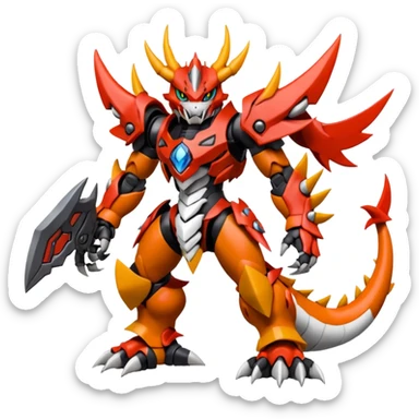 Digitigrade Cool Badass Wargreymon-Guilmon-Pokémon-Digimon-Fakémon-fusion-hybrid-creature sticker
