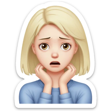 stressed out with hands holing neck girl  sticker