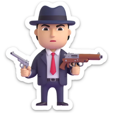 mafia gangster with tommy gun sticker