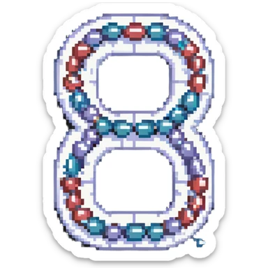 Pixel art number 6 with pearl decorations sticker