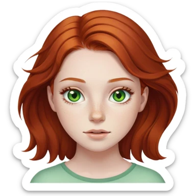 22 year old female with auburn hair green eyes pale skin freckles sticker