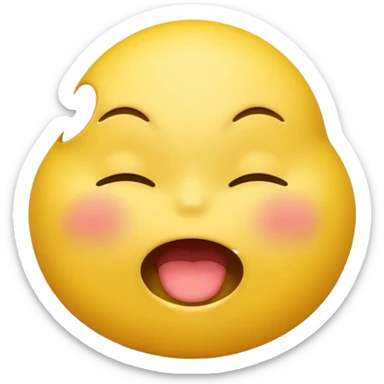 Yellow Emoji with closed eyes and biting lip, air humping full body sticker