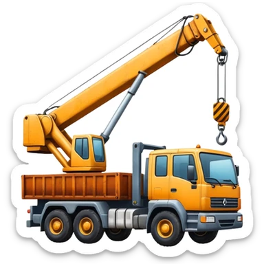 Create a crane truck with a long extendable arm lifting materials. sticker