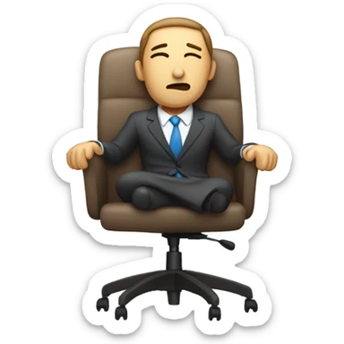 Man asleep in office chair sticker
