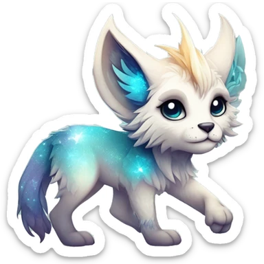 Cool cute Kawaii edgy ethereal futuristic modern fantasy animal sparkle fursona Fionbri creature by griffsnuff & LiLaiRa & Falvie full body sticker
