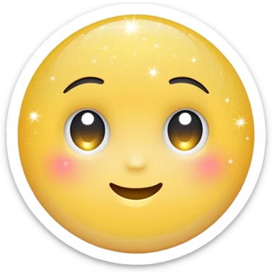 Generate a high-quality 3D cartoon-style emoji of yellow glitter, sparkling effect, smooth gradient colors, rounded and cute appearance, simple white background, high-resolution.
 sticker