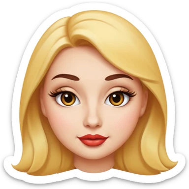 attractive emoji face confident smirk plump duck lips thick curved eyelashes stylish makeup sticker