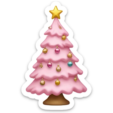 Light pink Christmas tree with ornaments  sticker