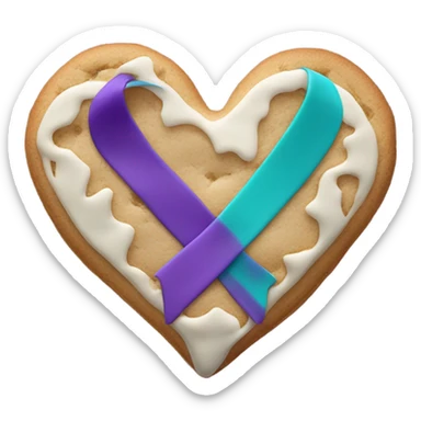 Purple teal Suicide awareness ribbon, heart cookie sticker