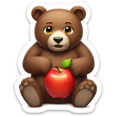 BEAR WITH SHINING EYES AND HOLDING APPLE sticker