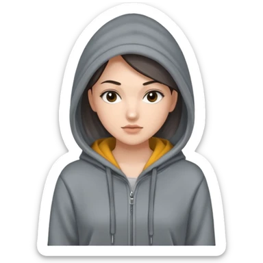 Sasha Gray in big gray hoodie full height sticker