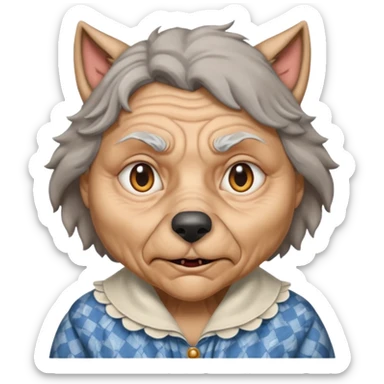 The big bad wolf is wearing Grandma's clothes, yet its face still looks like a wolf's. sticker