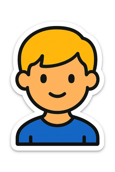 boy, color outline icon style sticker