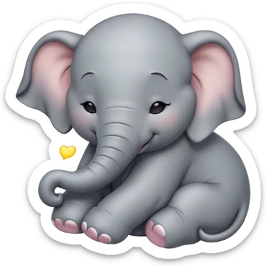 Meme-Worthy Cute Sleeping Elephant Portrait Emoji, Head resting peacefully with a contented smile, showcasing a massive, gentle build and a luxuriously soft gray hide, eyes shut in a serene, restful nap, Simplified yet hilariously adorable features, highly detailed, glowing with a soft, drowsy light, high shine, relaxed and utterly lovable, stylized with an air of playful laziness, bright and heartwarming, soft glowing outline, capturing the essence of a comically sleepy elephant, so meme-worthy it feels like it could instantly become the next viral sensation of adorable slumber! sticker