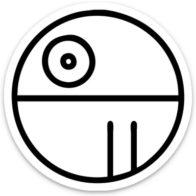minimalist icon of a moon resembling the Death Star from Star Wars sticker